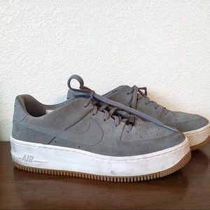 Nike Air Force 1s, Grey Suede with Gum Sole, Women’s US 9.5